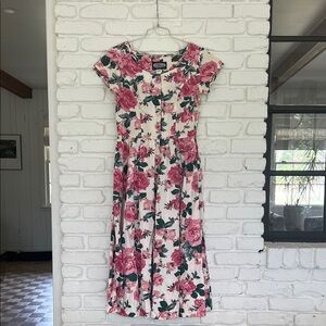 VINTAGE 80s Clue’s Collection Cottage Core Floral Dress with Scalloped Detail, 8